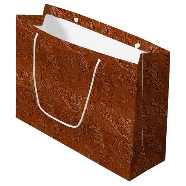 Western Brown Tan Bohemian Art Large Gift Bag (Front Angled)