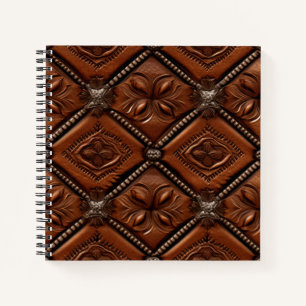 Western brown tooled leather notebook