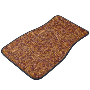 Western Brown Tooled Leather Print Car Floor Mat | Zazzle