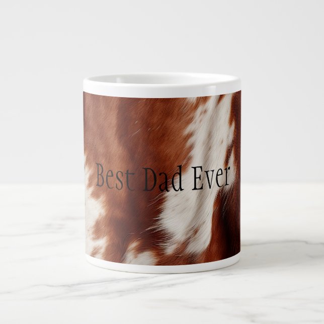 Western Brown White Animal Cowhide Giant Coffee Mug (Front)