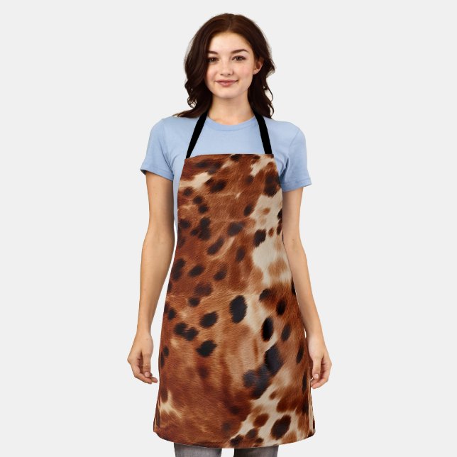 Western Brown White Black Animal Cowhide Apron (Worn)