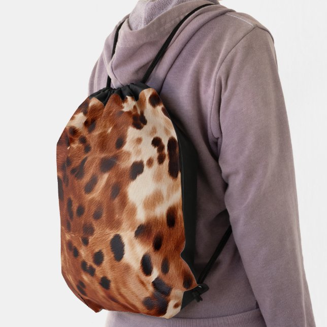 Western Brown White Black Animal Cowhide Drawstring Bag (Insitu)
