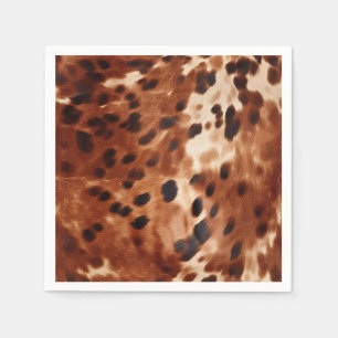Western Brown White Black Animal Cowhide Napkins
