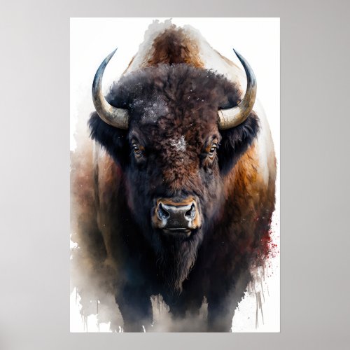 Western Buffalo Art Print Poster