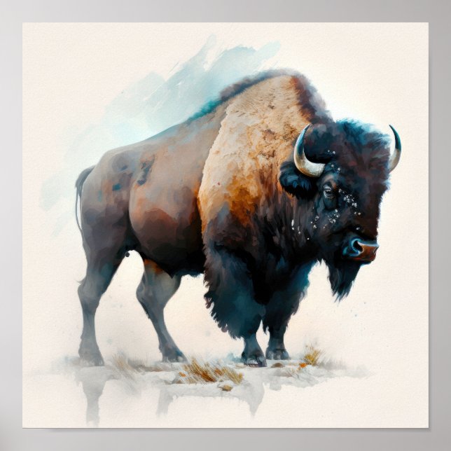 Western Buffalo Art Print Poster (Front)