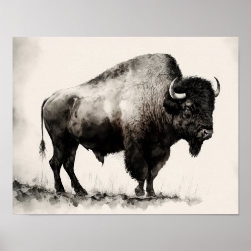Western Buffalo Art Print Poster
