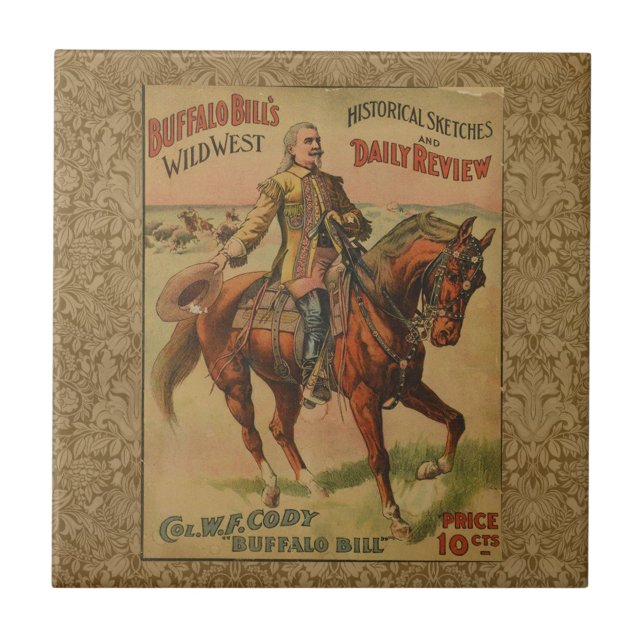 Western Buffalo Bill Wild West Ceramic Tile (Front)