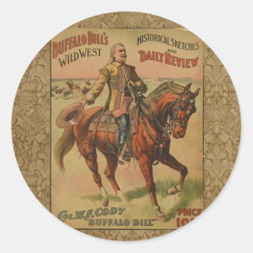 Western Buffalo Bill Wild West Classic Round Sticker