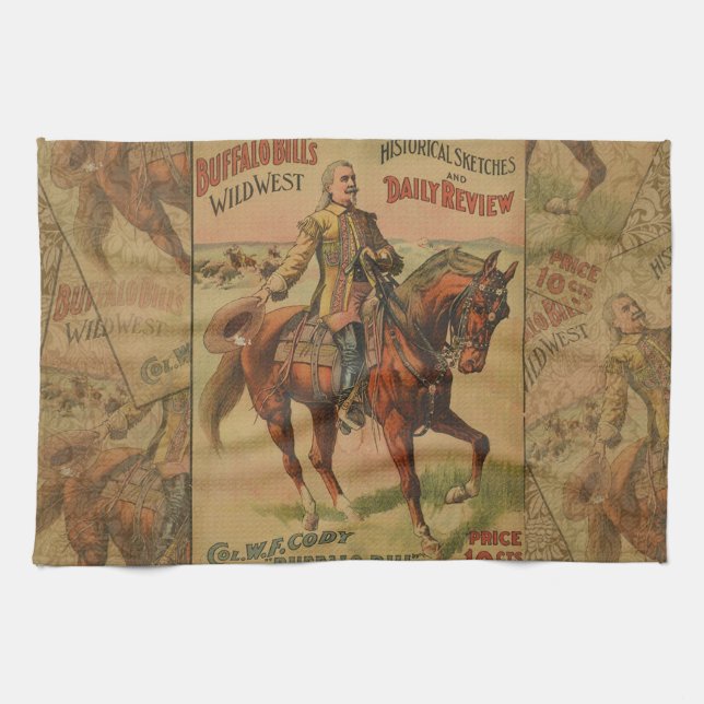 Western Buffalo Bill Wild West Kitchen Towel (Horizontal)