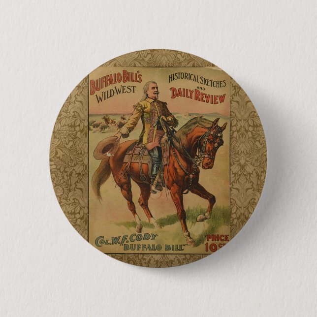 Western Buffalo Bill Wild West Pinback Button (Front)