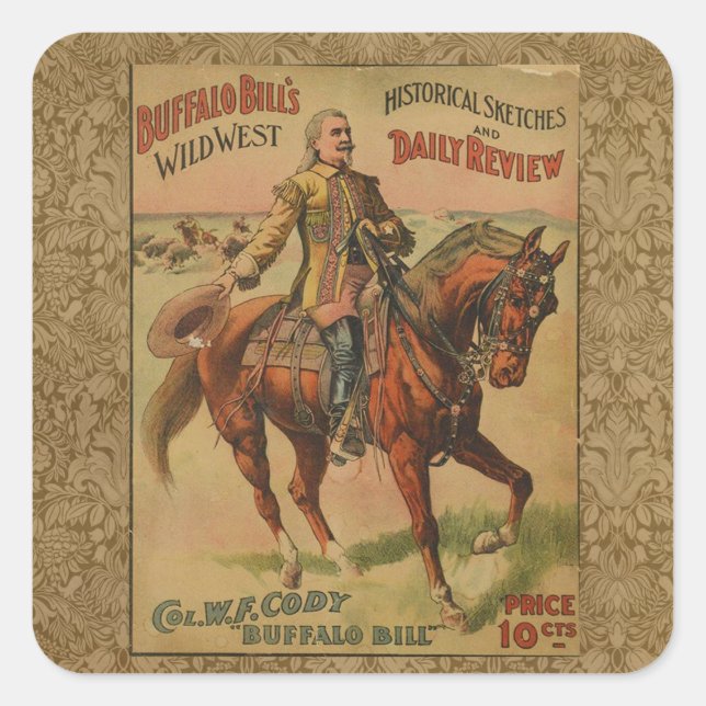 Western Buffalo Bill Wild West Square Sticker (Front)