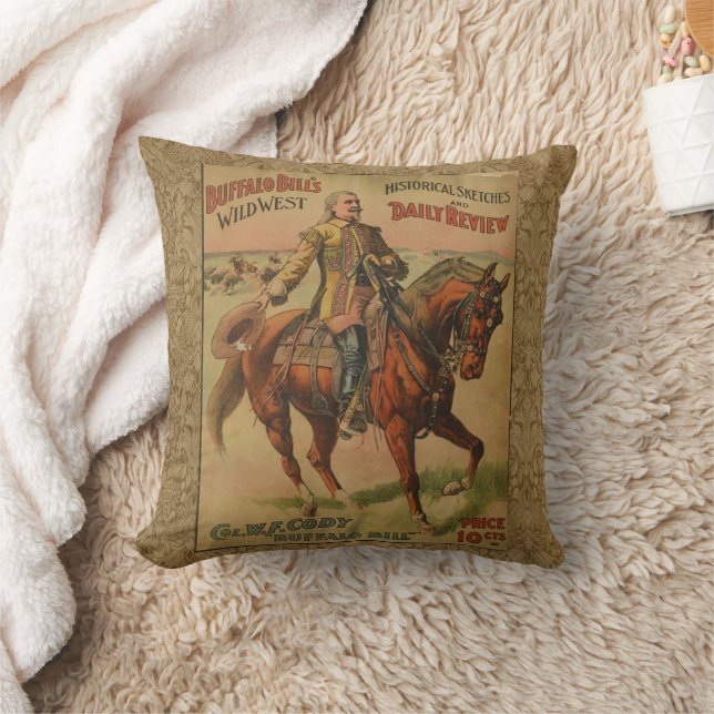 Western Buffalo Bill Wild West Throw Pillow (Blanket)