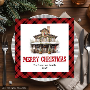Western Buffalo Plaid Christmas Paper Napkins