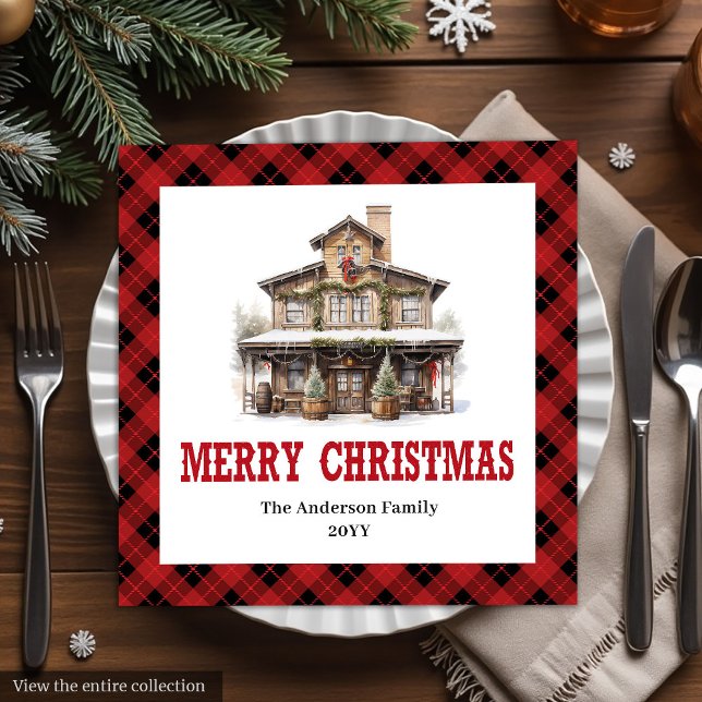 Western Buffalo Plaid Christmas Paper Napkins (Western Buffalo Plaid Christmas Paper Napkins)