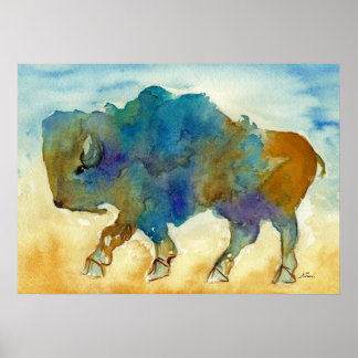 Western Buffalo Stylized art form Poster