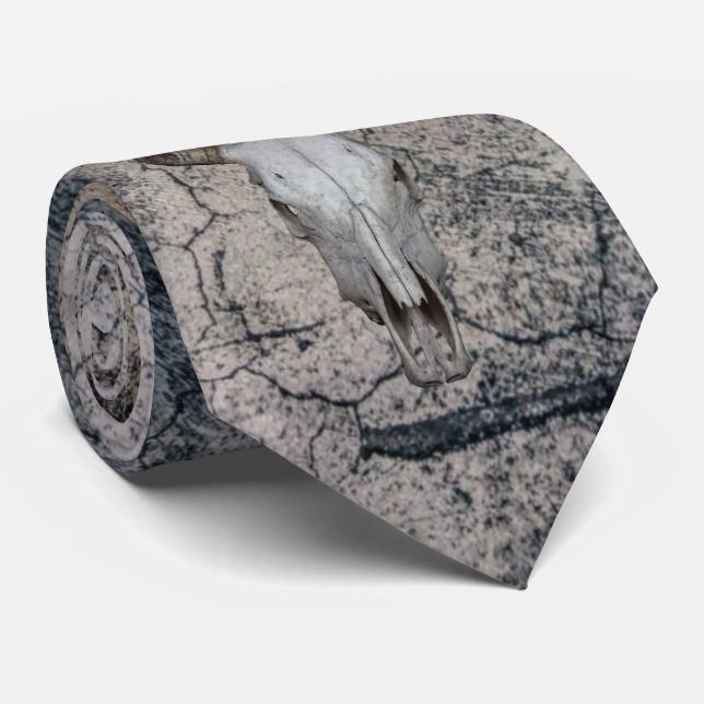 Western Bull Cow Cattle Skull Neck Tie (Rolled)