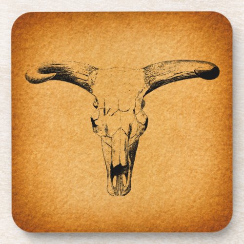 Western Bull Horns Beverage Coaster
