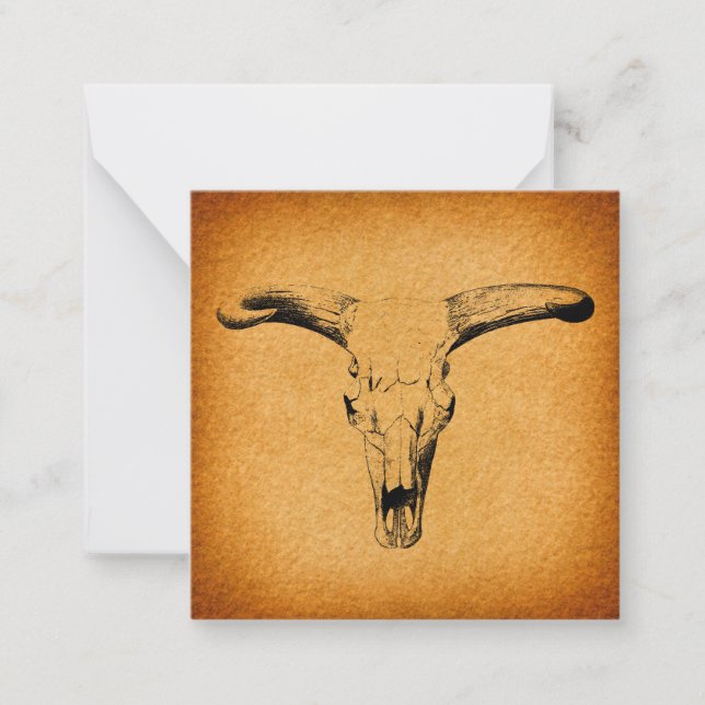 Western Bull Horns Note Card (Front)