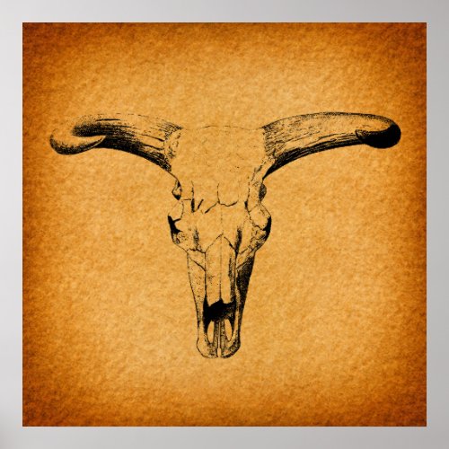Western Bull Horns Poster