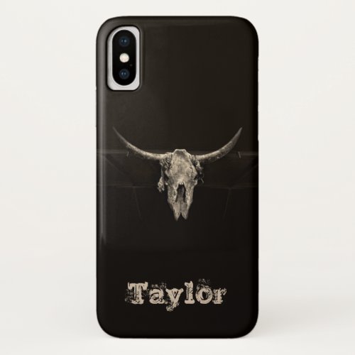 Western Bull Skull Country Cowboy Rustic Vintage iPhone X Case