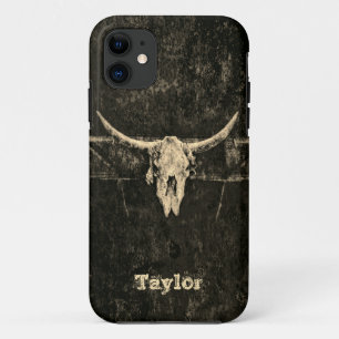 Western Bull Skull Country Sepia Black Old Rustic  iPhone 11 Case