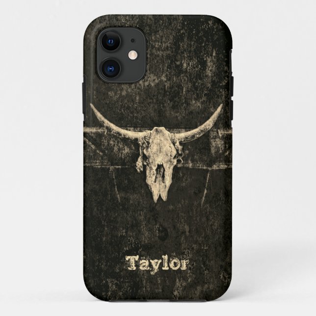 Western Bull Skull Country Sepia Black Old Rustic  Case-Mate iPhone Case (Back)
