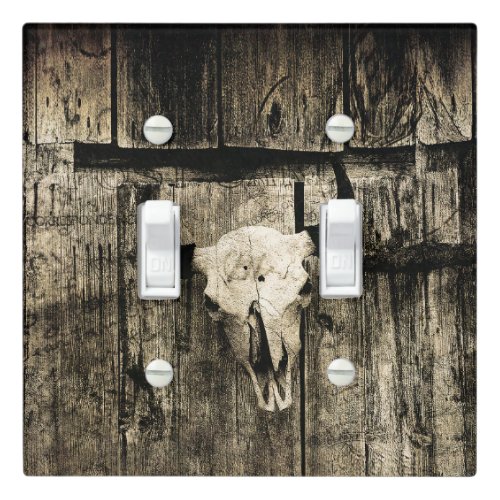 Western Bull Skull Vintage Barn Wood Brown Rustic Light Switch Cover