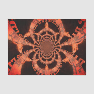 Western Bull Skull Vintage Orange Black Rustic Tissue Paper