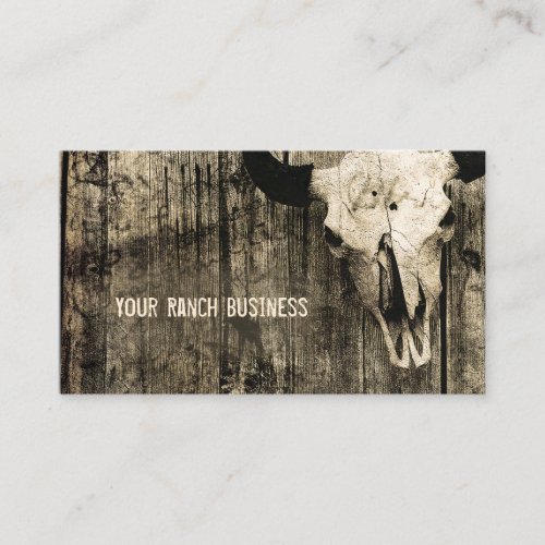 Western Bull Skull Vintage Sepia Brown Rustic  Business Card
