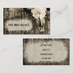 Western Bull Skull Vintage Sepia Rustic Business Card
