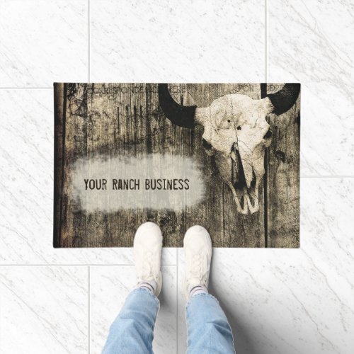 Western Bull Skull Vintage Sepia Rustic Doormat