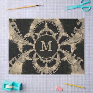 Western Bull Skull Vintage Sepia Rustic Monogram Tissue Paper