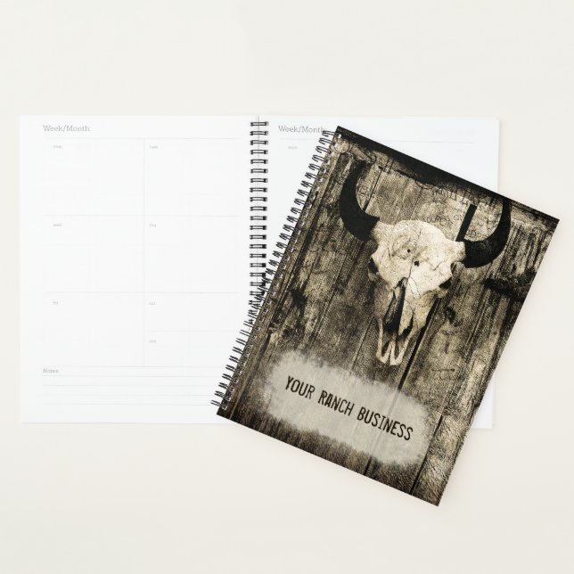 Western Bull Skull Vintage Sepia Rustic Planner (Display)