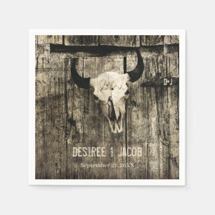 Western Bull Skull Vintage Sepia Rustic Wedding Napkins
