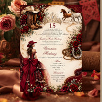 Western Burgundy Red Princess Spanish Mis Quince