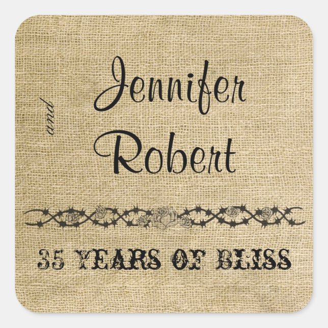 Western Burlap Anniversary Envelope Seal (Front)