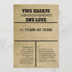 Western Burlap Anniversary Invitation
