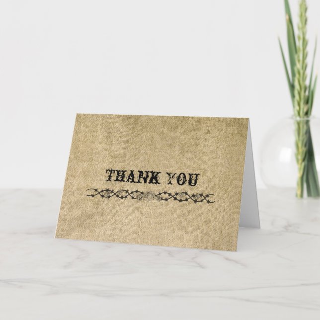 Western Burlap Thank You card (Front)