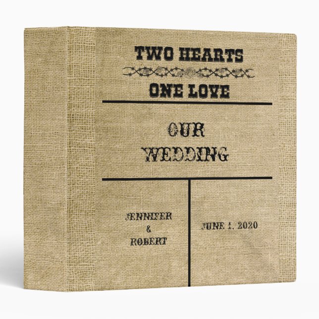 Western Burlap Wedding Album Binder (Front/Spine)