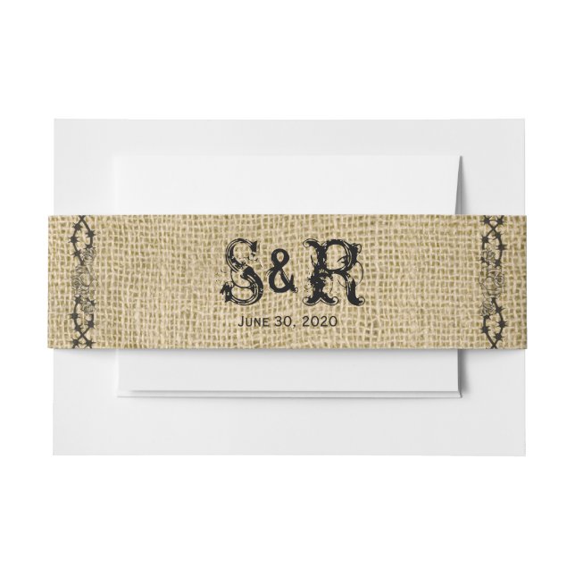 Western Burlap Wedding Belly Band (Front Example)
