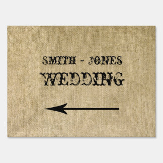 Western Burlap Wedding Direction Sign