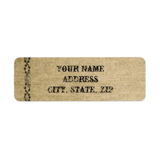 Western Burlap Wedding Return Address Label