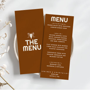 Western Burnt Orange Bull Skull Modern Wedding Menu
