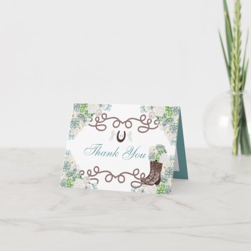 Western Cacti Charra Quinceanera Thank You Card