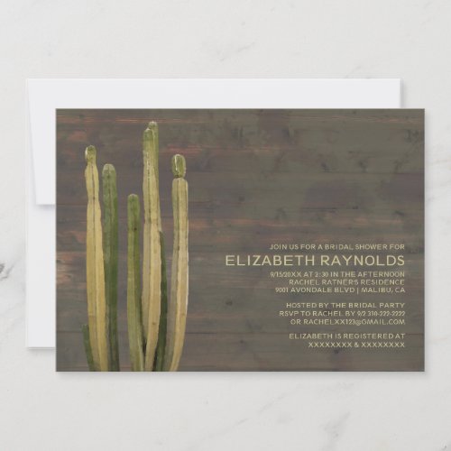 Western Cactus Bridal Shower Invitations