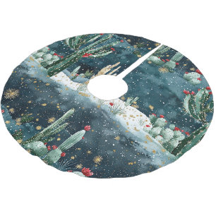 Western Cactus Christmas Brushed Polyester Tree Skirt