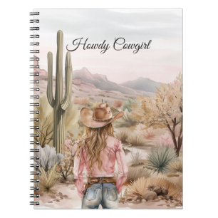 Western Cactus Desert Cowgirl Hat Notebook