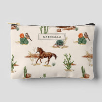 Western Cactus Desert Horse Cowgirl Personalized Accessory Pouch