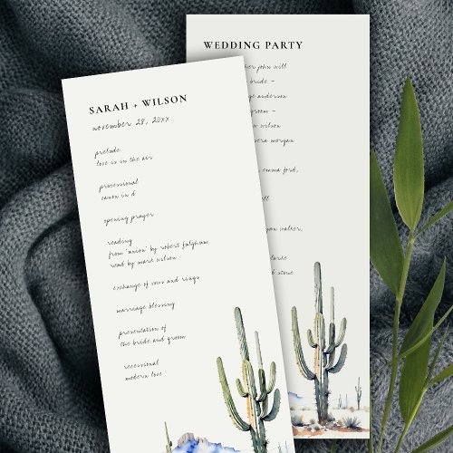 Western Cactus Desert Landscape Wedding Program