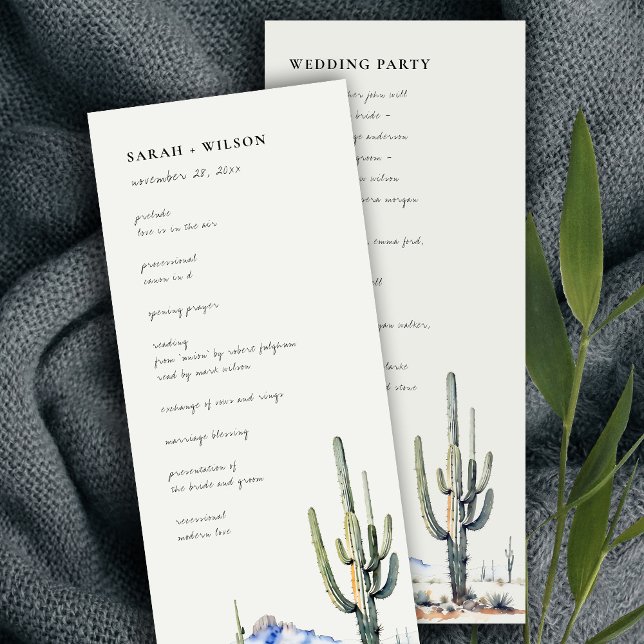 Western Cactus Desert Landscape Wedding Program (Creator Uploaded)